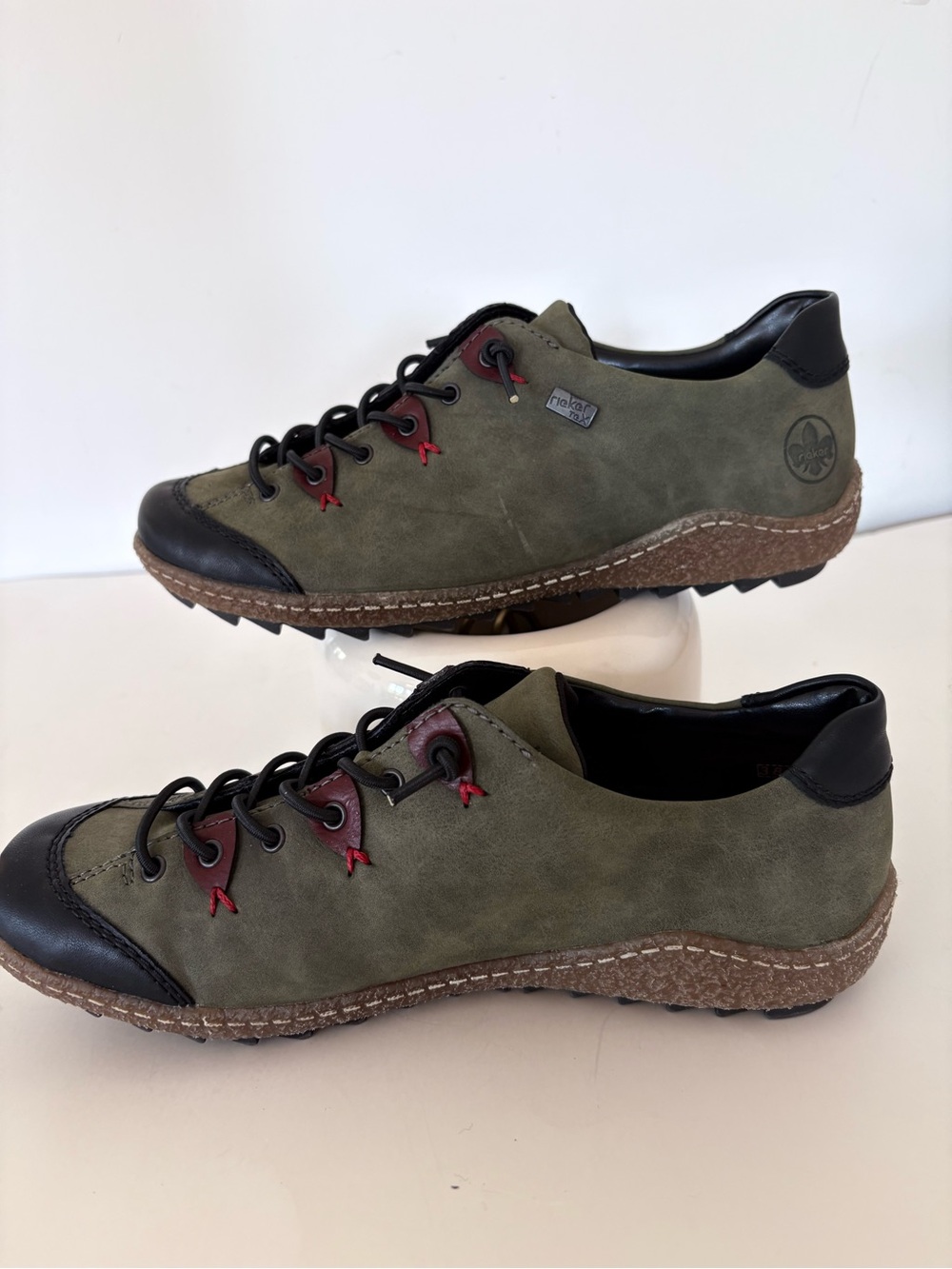 RIEKER L7561 LIV Women 38EU/7 USA Olive Khaki Multi Oxford Loafer Hiking Outdoor